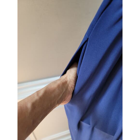 R and M Richards Jumpsuit Women Size 6 Blue One Shoulder Tie Waist Wide Leg - Picture 12 of 16